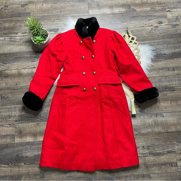 Rothschild Other - Rothschild Red Black Wool Double Breasted Coat